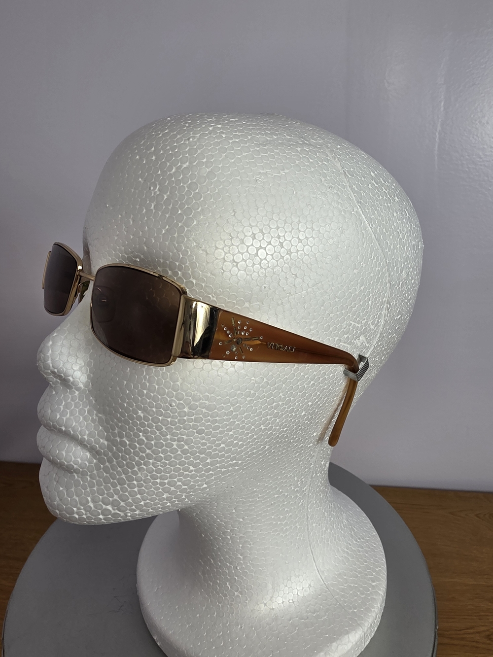 Vintage Versace Women's MOD N43S Gold Rectangle Prescription Brown Tinted